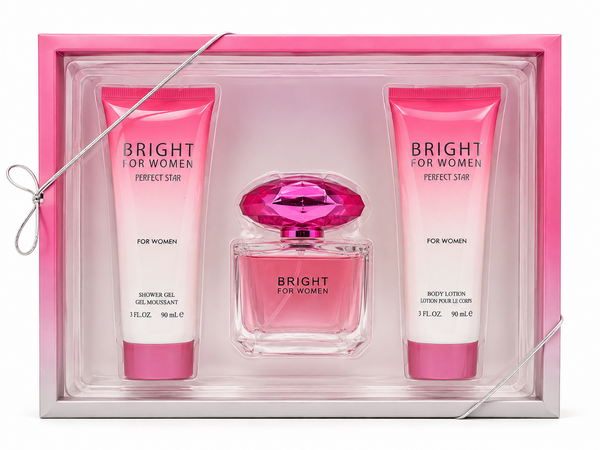 Bright Gift Set for Women – Eau de Parfum, Shower Gel & Body Lotion Set