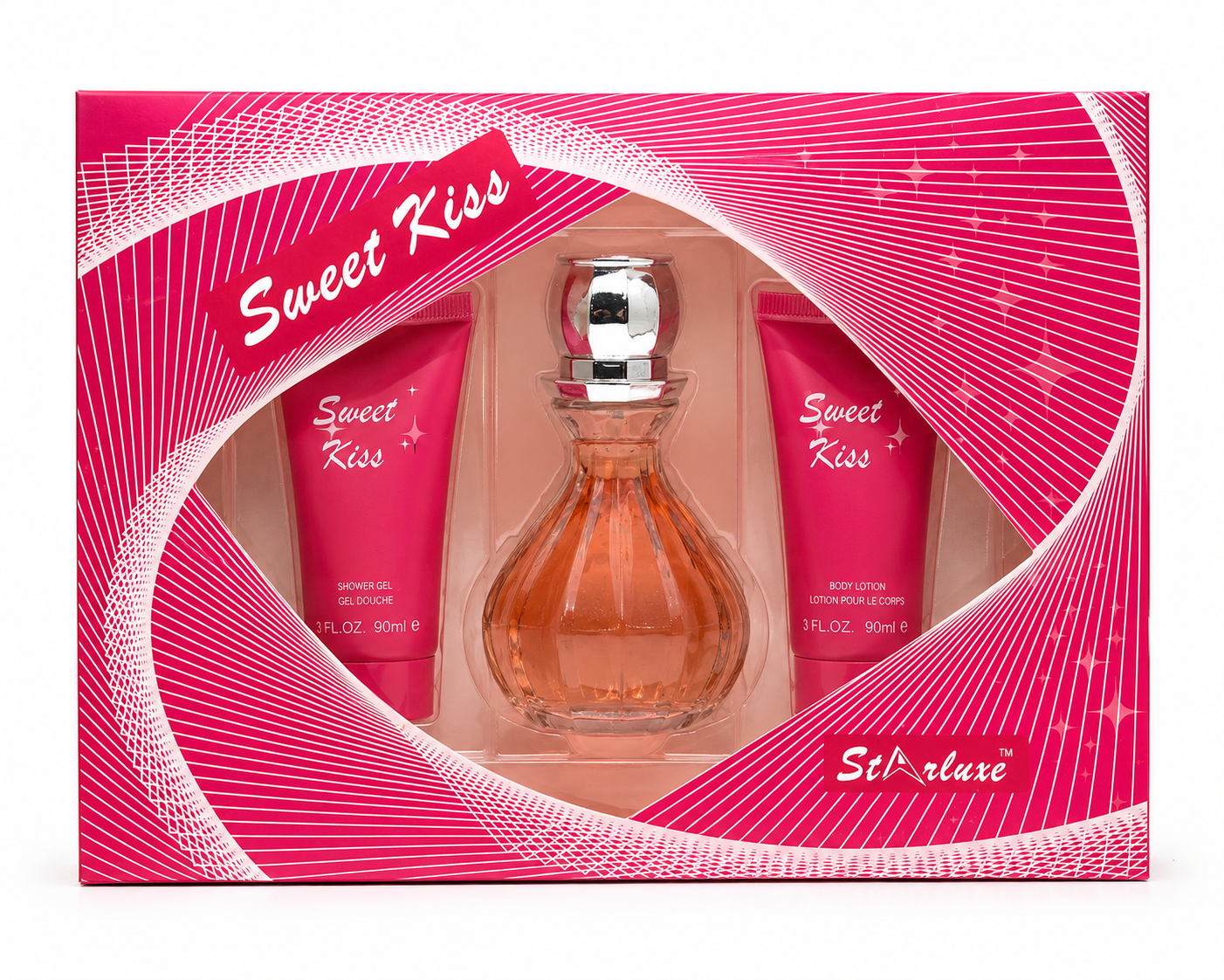 Sweet Kiss Starlux Gift Set for Women – Eau de Parfum, Shower Gel & Body Lotion Set